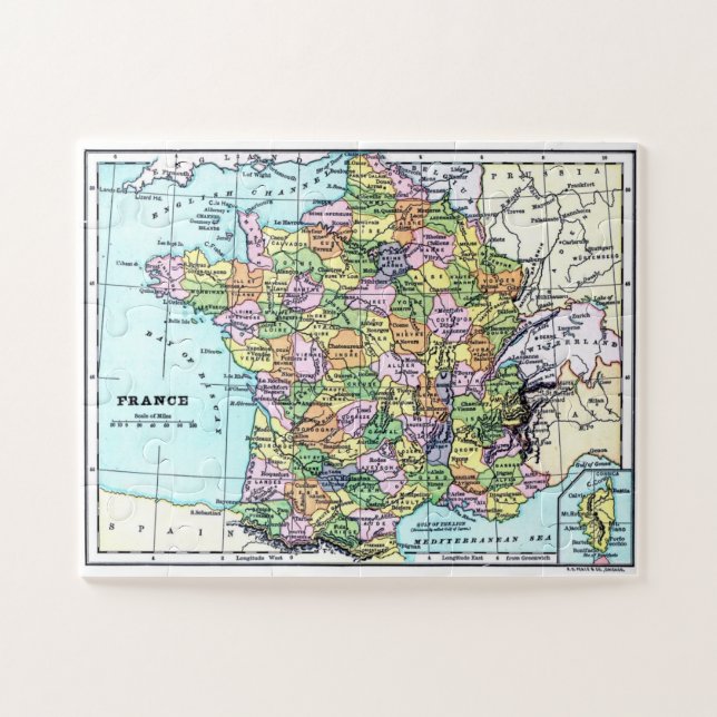 Vintage France Map Jigsaw Puzzle (Horizontal)