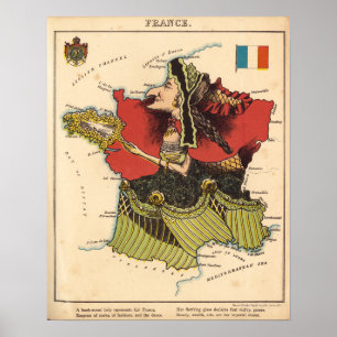 Vintage France Map Poster