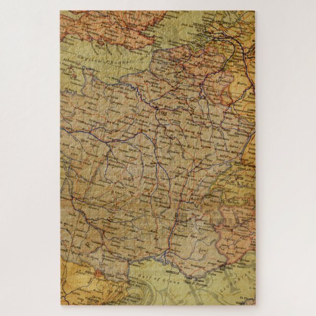 Vintage France Map with Ephemera Jigsaw Puzzle (Vertical)