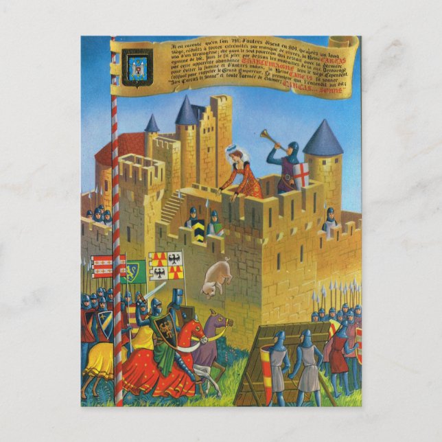 Vintage France Mediaeval Carcassonne Postcard (Front)