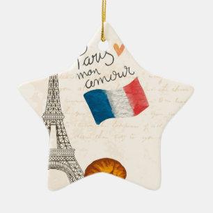Vintage France Paris Eiffel Tower Ceramic Tree Decoration