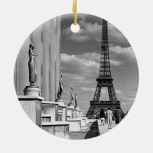 Vintage France Paris Eiffel tower Chaillot palace Ceramic Tree Decoration