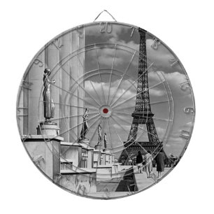 Vintage France Paris Eiffel tower Chaillot palace Dartboard
