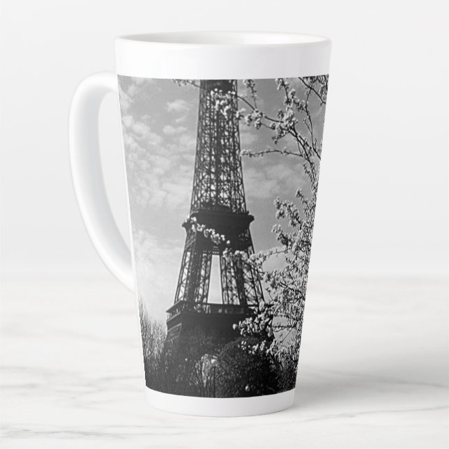Vintage France Paris Eiffel tower Latte Mug (Left Angle)
