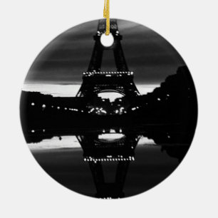 Vintage France Paris Eiffel tower reflection Ceramic Tree Decoration