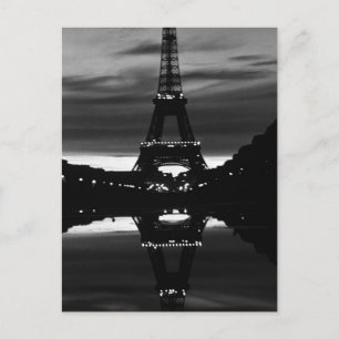Vintage France Paris Eiffel tower reflection Postcard