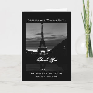 Vintage France Paris Eiffel tower reflection Thank You Card