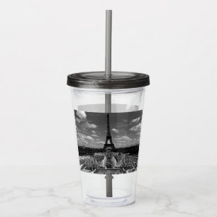 Vintage France Paris Fontains Tower Eiffel Acrylic Tumbler