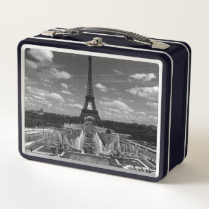 Vintage France Paris Fontains Tower Eiffel Metal Lunch Box