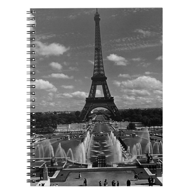 Vintage France Paris Fontains Tower Eiffel Notebook (Front)