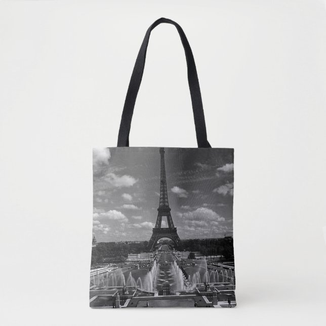 Vintage France Paris Fontains Tower Eiffel Tote Bag (Front)