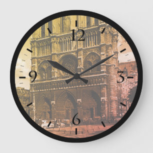 Vintage France Paris Notre Dame Cathedral Large Cl Large Clock