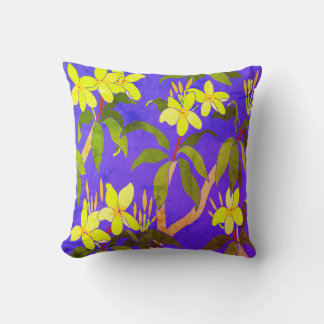Vintage Frangipani Throw Pillow