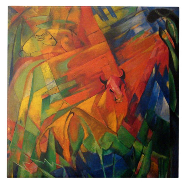 Vintage Franz Marc Animals in a Landscape Tile (Front)