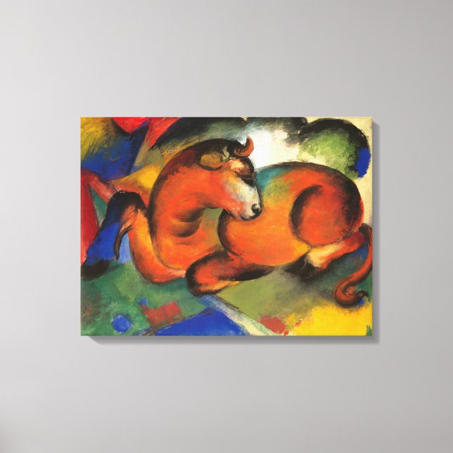 Vintage Franz Marc Red Bull Canvas Print (Front)