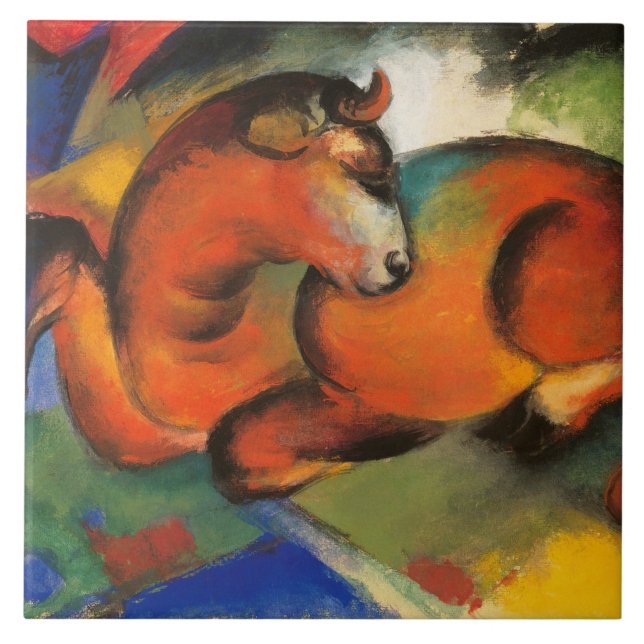 Vintage Franz Marc Red Bull Tile (Front)