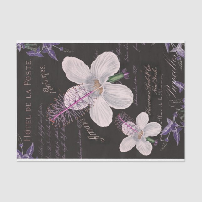 Vintage Frech Flowers Ephemera Decoupage  Tissue Paper (Front)