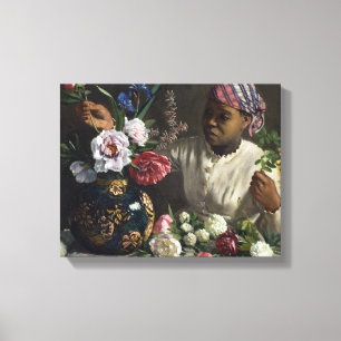 Vintage Frederic Bazille Black Woman with Peonies Canvas Print