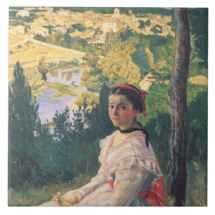 Vintage Frederic Bazille View of the Village Tile