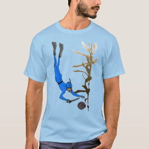 Vintage Freediving Abalone Diver with Kelp T-Shirt