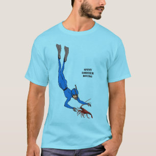 Vintage Freediving Diver Catching a Spiny Lobster T-Shirt