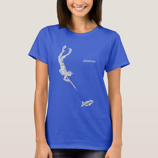 Vintage Freediving Spearfishing Diver with Fish T-Shirt (Front)