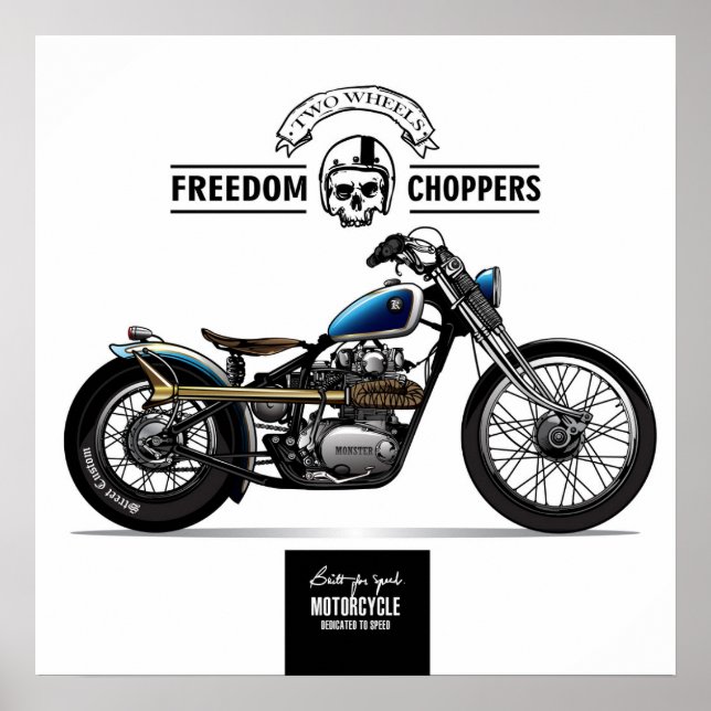 Vintage Freedom Chopper Motorcycle Poster (Front)