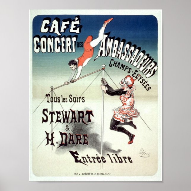 Vintage French Advertising Trapeze Artists 1877 Poster (Front)