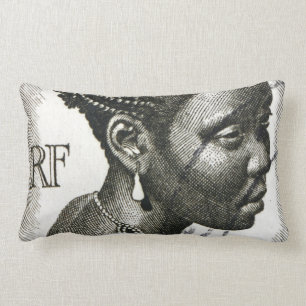 Vintage French African woman stamp Lumbar Cushion
