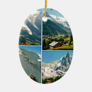 Vintage French Alps, Chamonix Mt Blanc Ceramic Tree Decoration