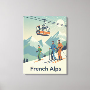 Vintage French Alps : Mid-Century Canvas Print