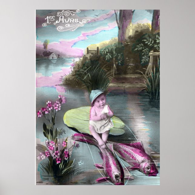 Vintage French April Fool Pistcard Poster (Front)