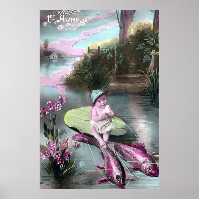 Vintage French April Fool Pistcard Poster (Front)