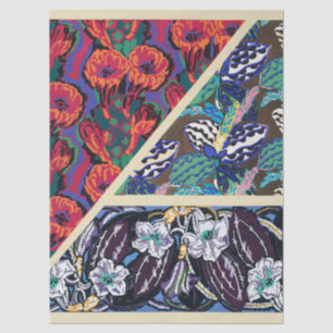 Vintage French Art Deco Geometric Floral Patterns Tissue Paper