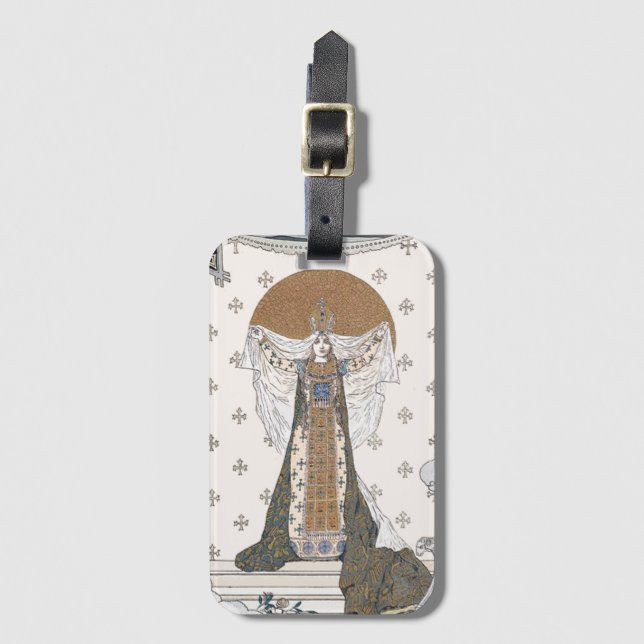 Vintage French Art Nouveau Esclarmonde Opera Luggage Tag (Front Vertical)