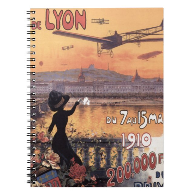 Vintage French Aviation Spiral Notebook (Front)