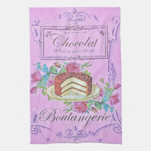 Vintage French Bakery Chocolate Cake Advert Tea Towel