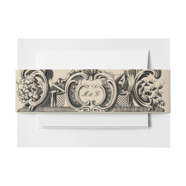 Vintage French Baroque Rococo Wedding Invitation Belly Band (Front Example)