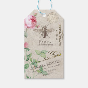 Vintage French Bee and Flower Market Personalised  Gift Tags