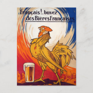 Vintage French Beer Advertisement Postcard
