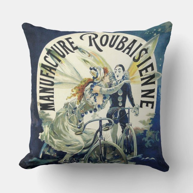 Vintage French Bicycle Advertisement Cushion (Front)