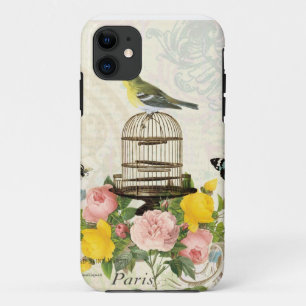 Vintage french bird on birdcage iphone 5 case