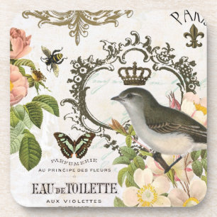 Vintage French Bird with crown coaster