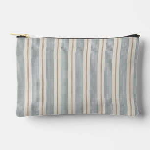 Vintage French Blue & Brown - Neutral Farmhouse Accessory Pouch