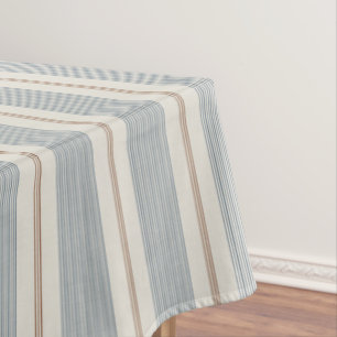 Vintage French Blue & Brown - Neutral Farmhouse Tablecloth
