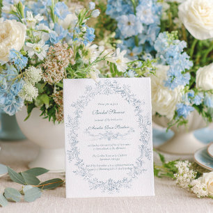 Vintage French Blue Frame Bridal Shower Invitation