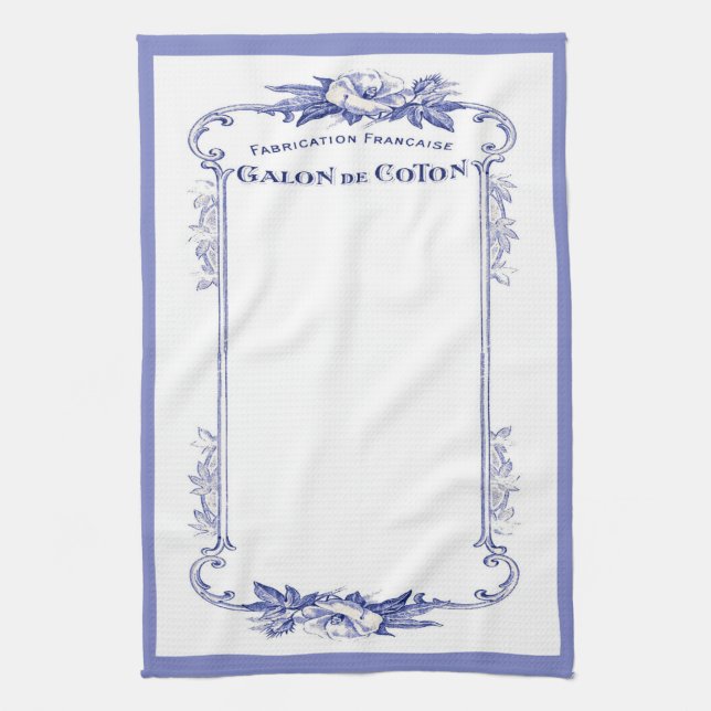 vintage french blue kitchen towel (Vertical)