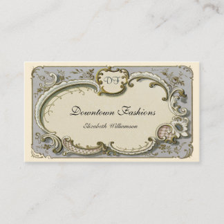 Vintage French Blue Scroll Business Card