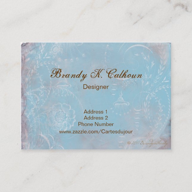 Vintage French Blue Toile Business Cards (Front)