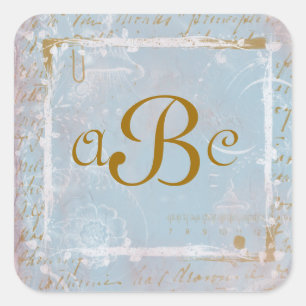 Vintage French Blue Toile & Script Custom Stickers